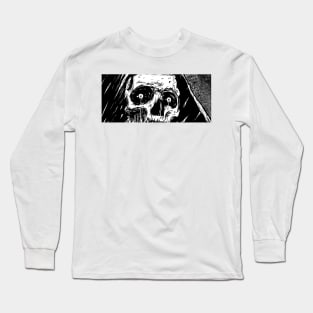 Crying Skull Black and White Art Long Sleeve T-Shirt
